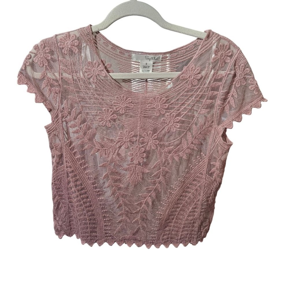 Say What? Pink Lace Crop Top